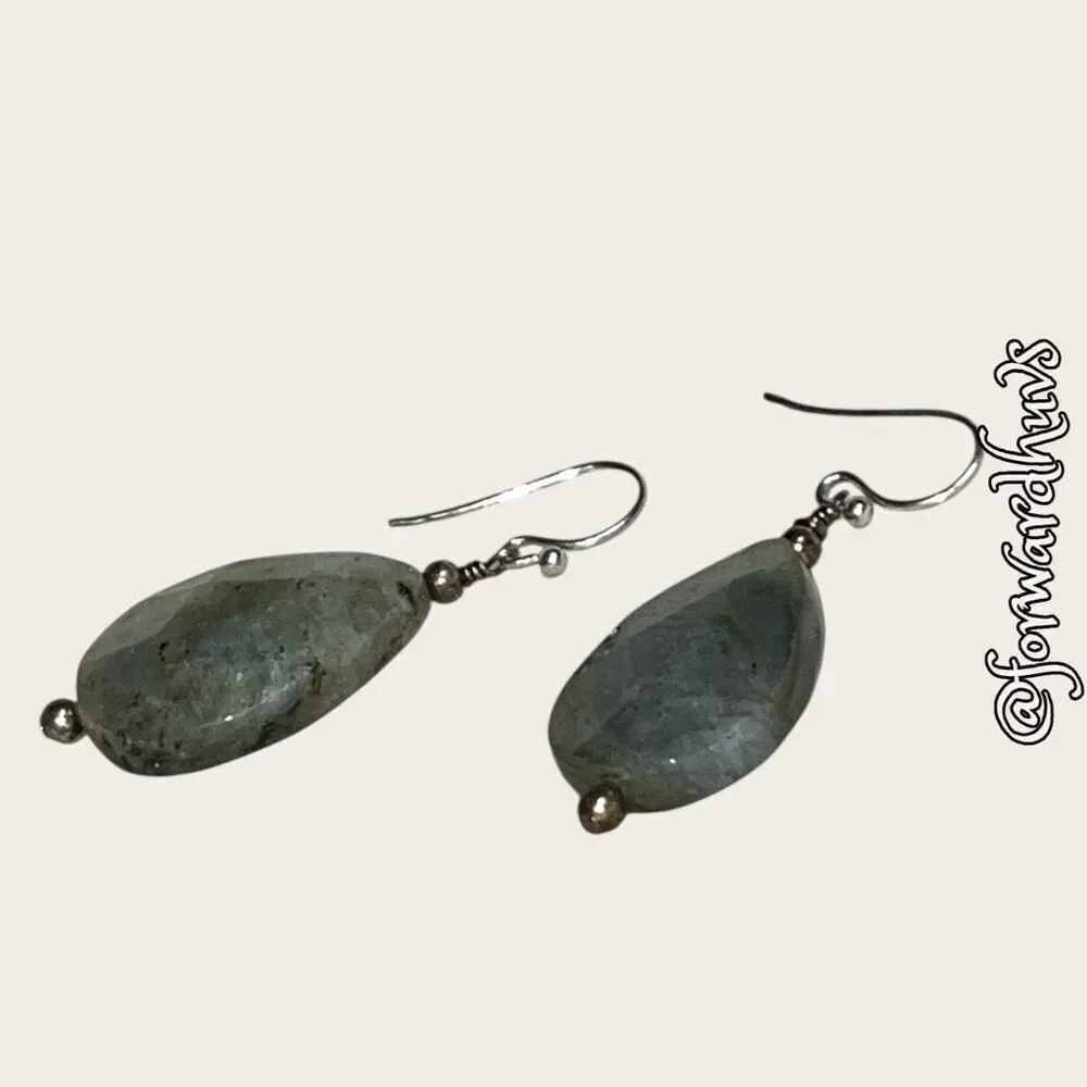 Faceted *Labradorite Stone Dangle Earrings – Elegant